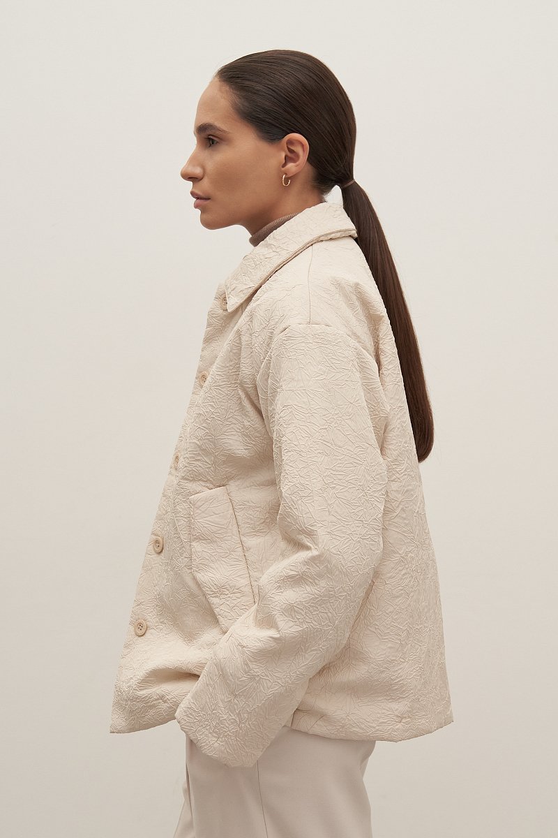 Куртка силуэта трапеция с отложным воротником, Модель FAD11043, Фото №4