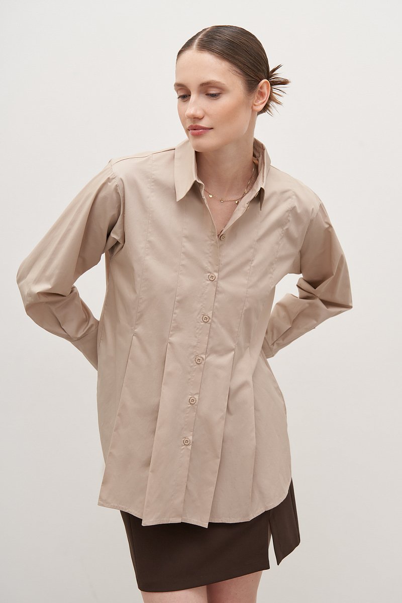 Рубашка из хлопка со складками, Модель FAD110246, Фото №1