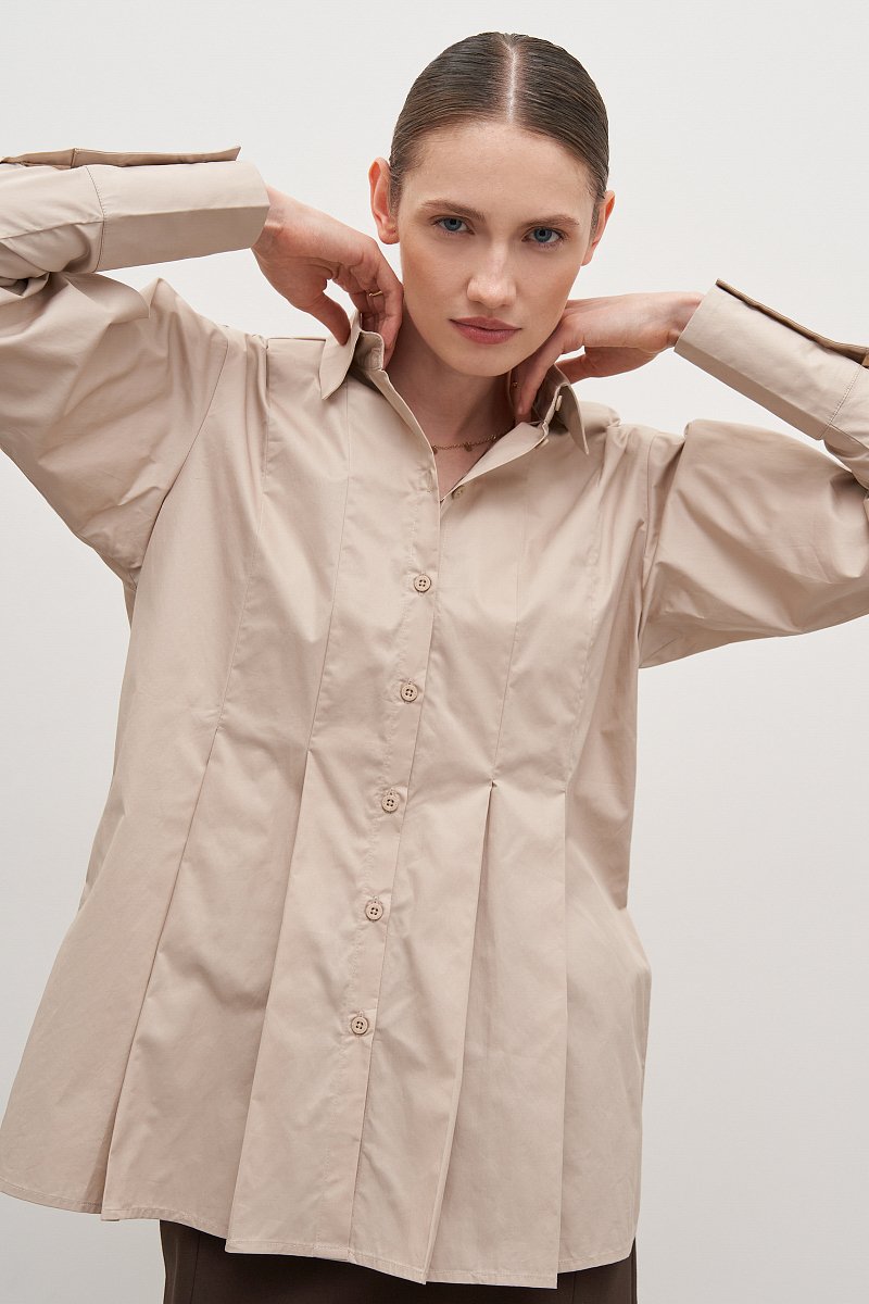Рубашка из хлопка со складками, Модель FAD110246, Фото №3