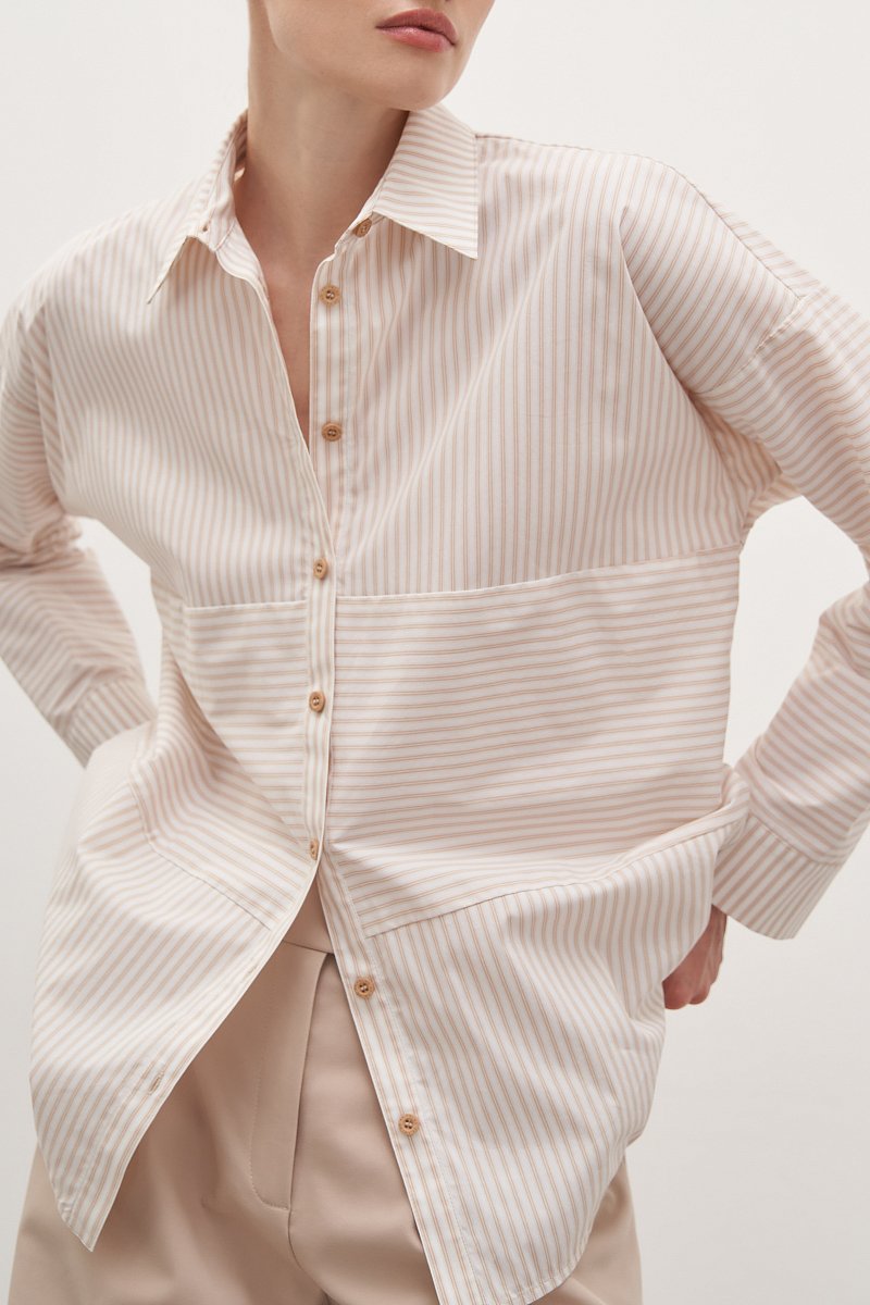 Рубашка из хлопка с отложным воротником, Модель FAD110108, Фото №3