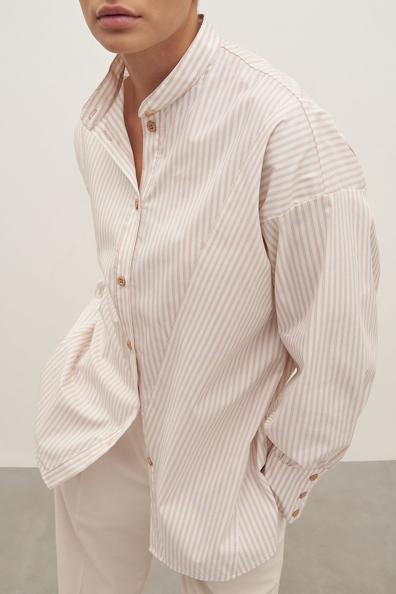 Блузка-рубашка свободного силуэта с хлопком, Модель FAD110109, Фото №3