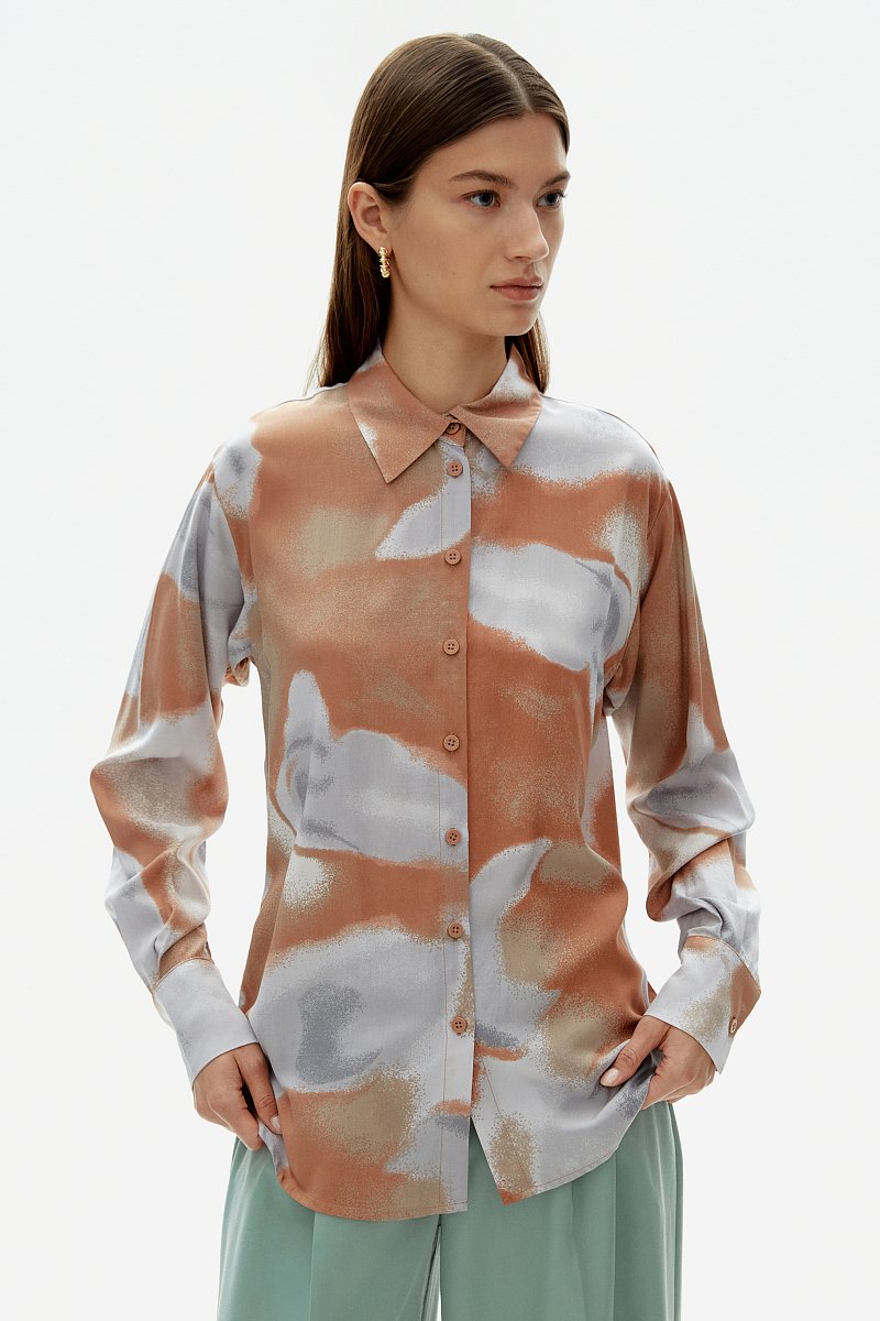 женская рубашка с цветочным орнаментом, Модель FAD110250, Фото №1