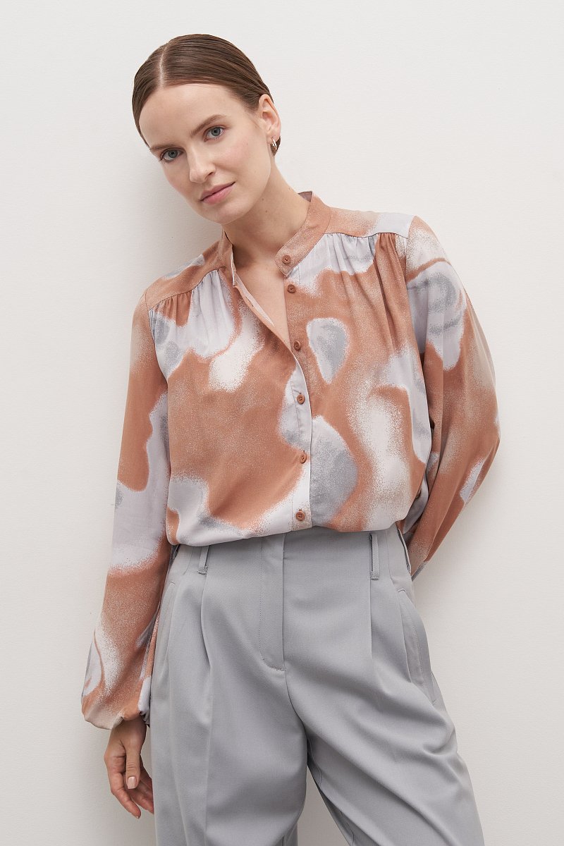 Женская блузка с цветочным узором с вискозой, Модель FAD110251, Фото №1