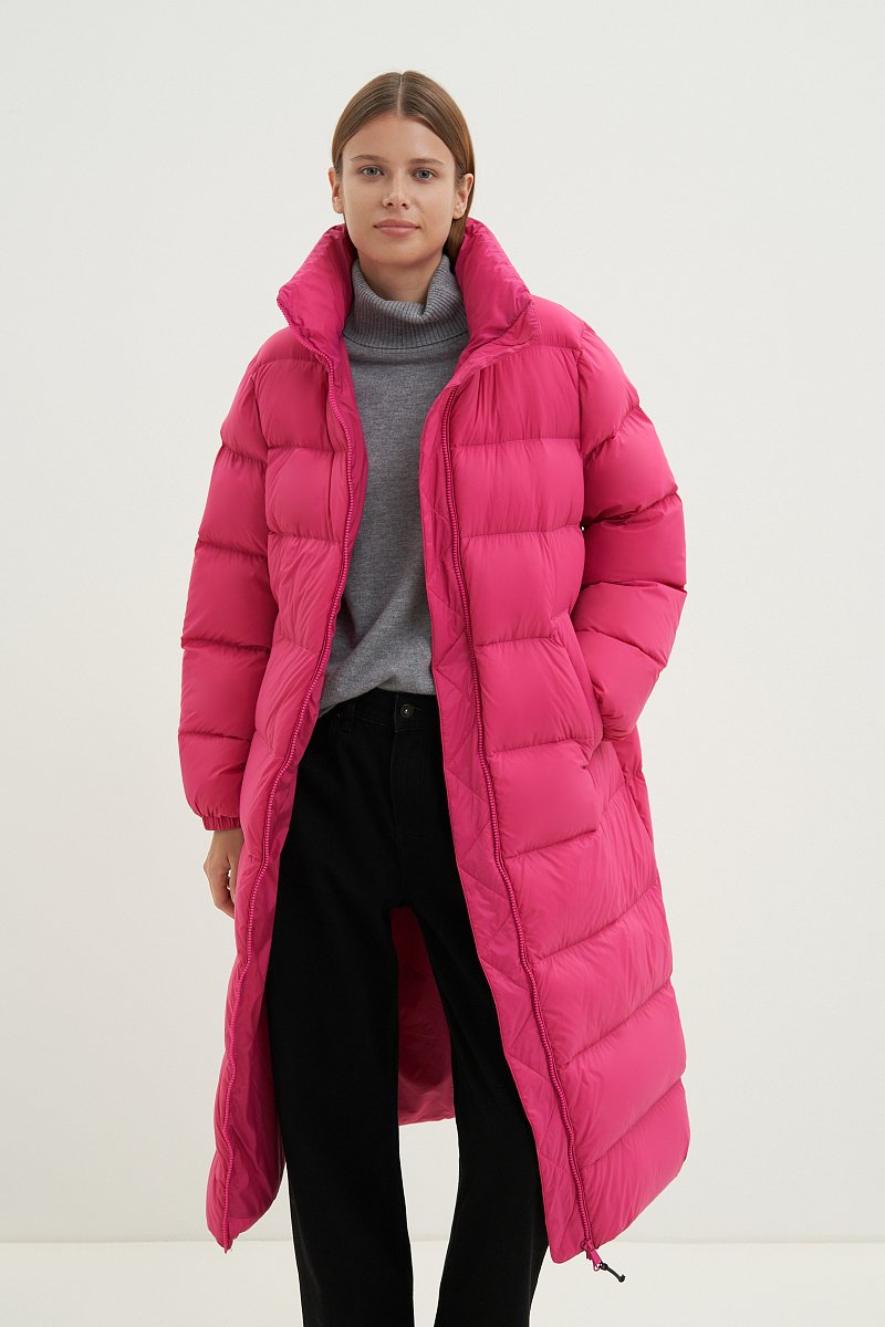 Пуховое пальто с воротником стойкой, Модель FAD11078, Фото №1