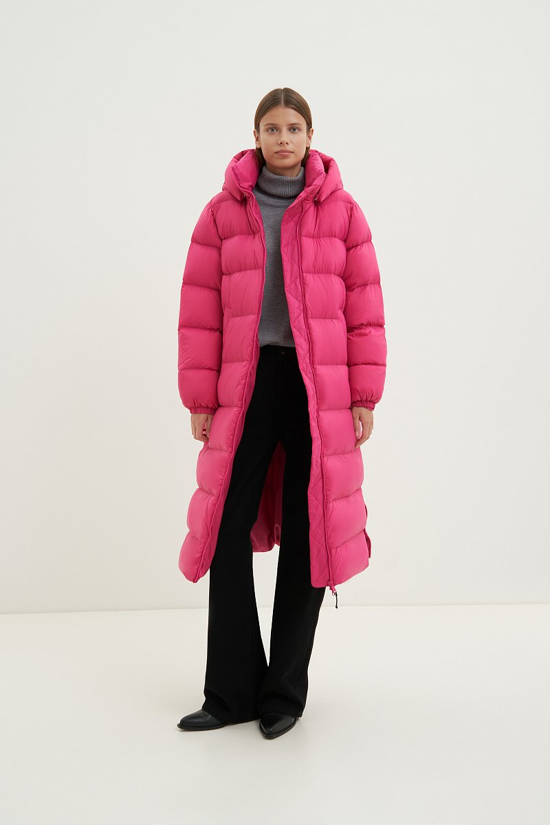 Пуховое женское пальто с капюшоном, Модель FAD11078, Фото №2