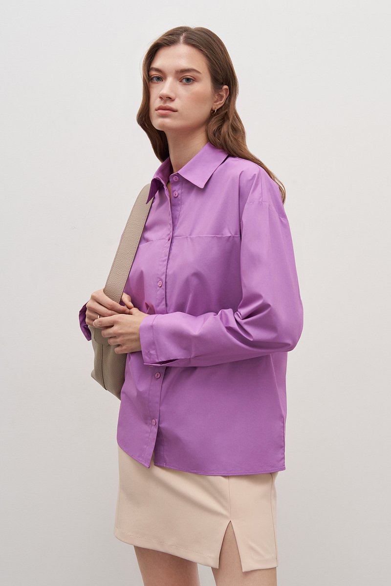 женская рубашка из хлопка с длинным рукавом, Модель FAD110155, Фото №3