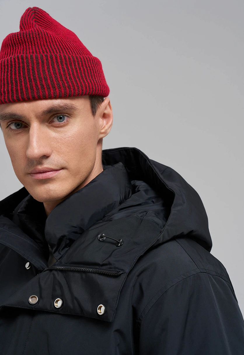 Пуховое пальто с капюшоном и отложным воротником, Модель FAE21013, Фото №5