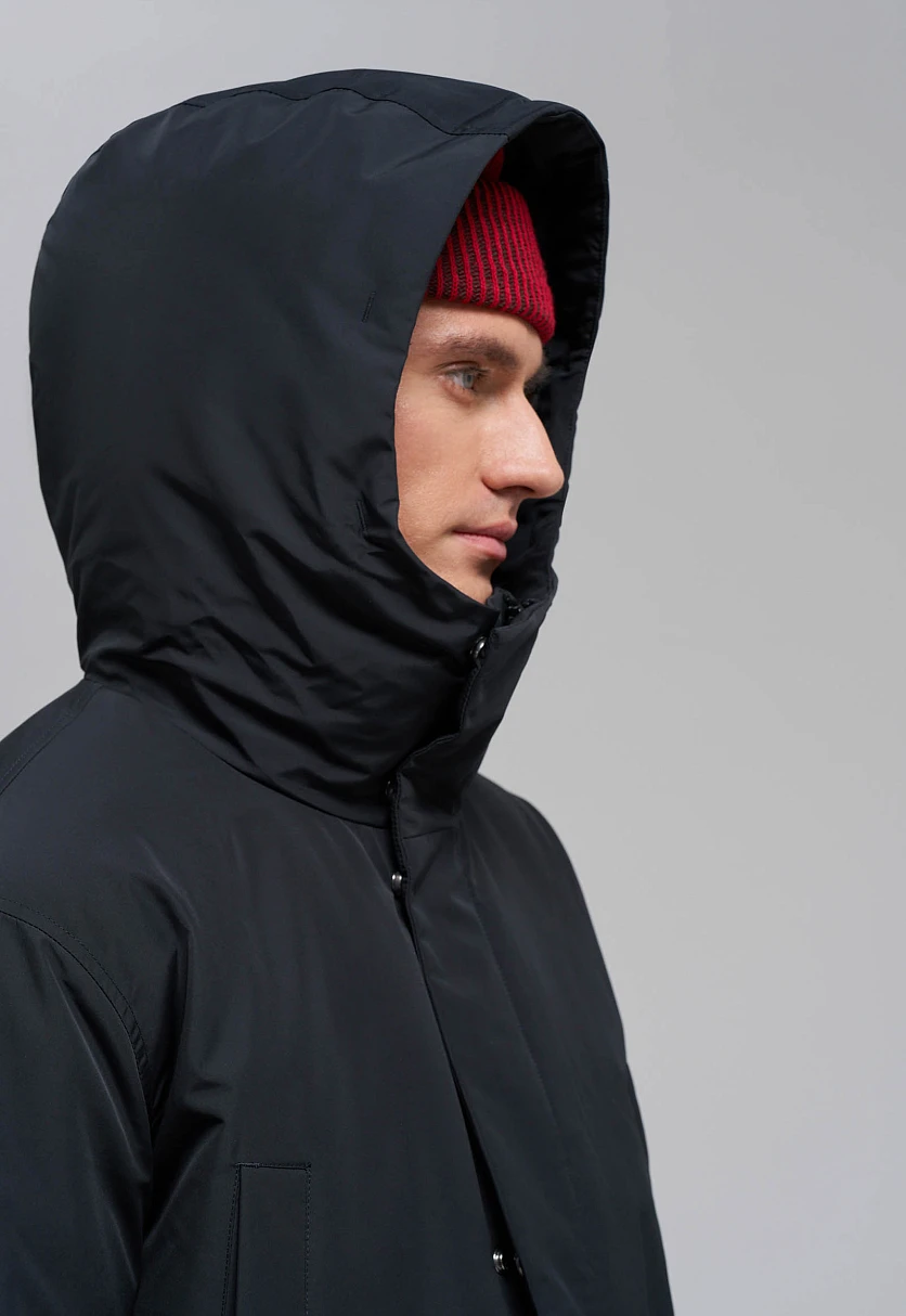 Пуховое пальто с капюшоном и отложным воротником, Модель FAE21013, Фото №7