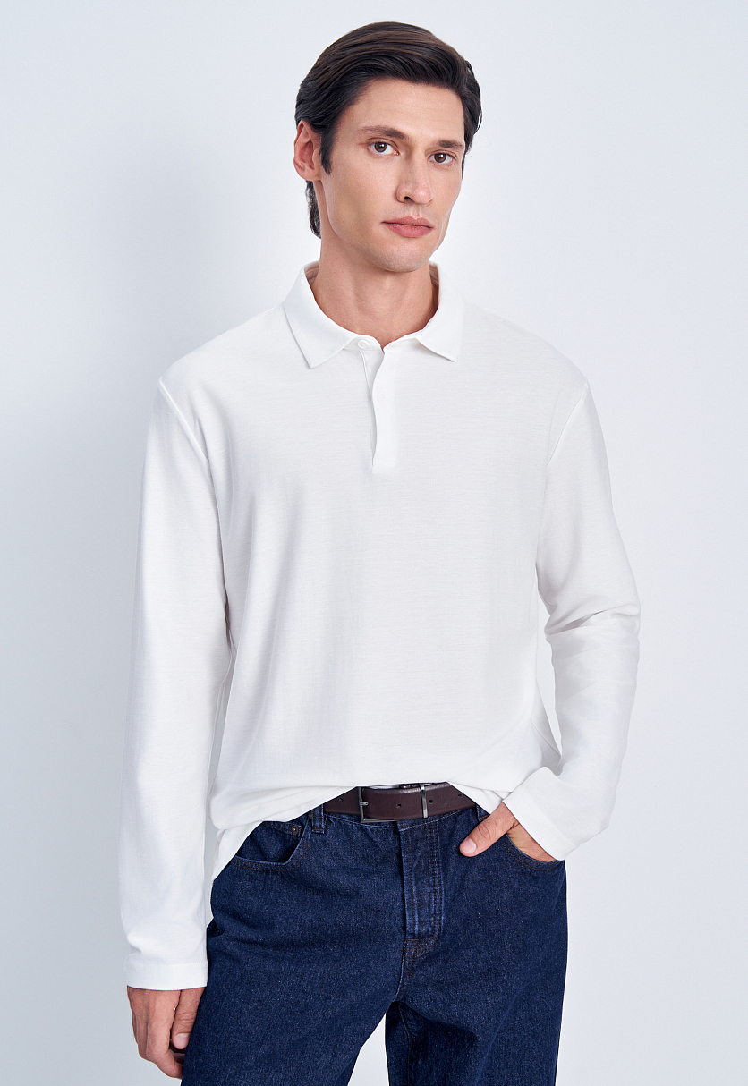 Поло с длинным рукавом из хлопка