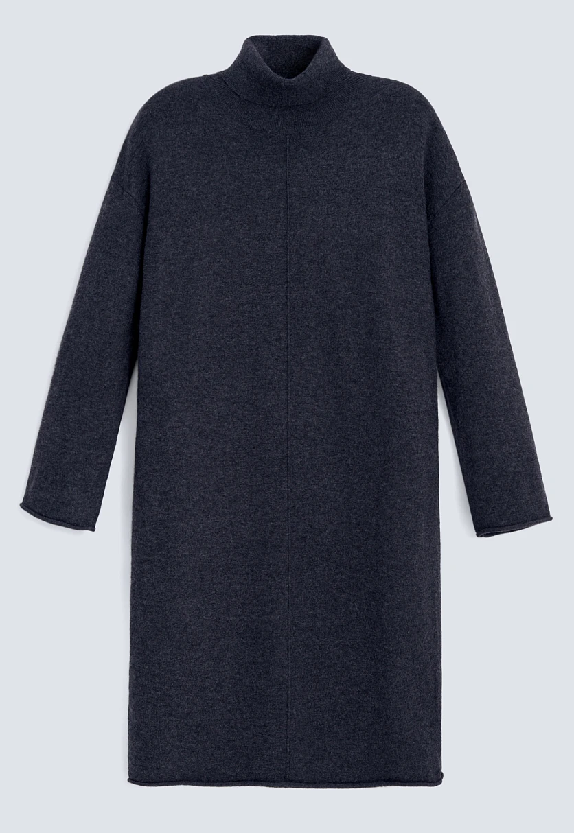 Вязаное платье свободного кроя с воротником-стойкой, Модель FAE11179, Фото №9