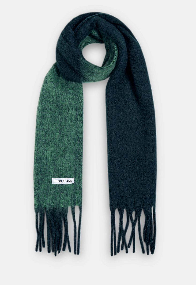 Двухцветный шарф с бахромой