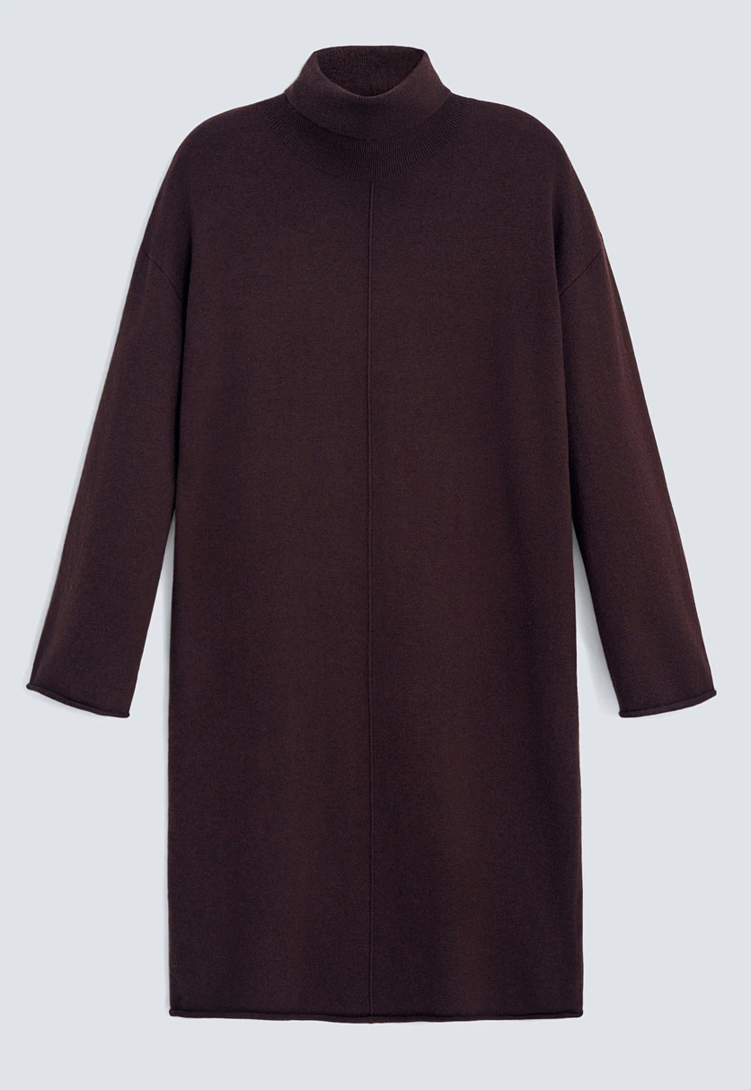 Вязаное платье свободного кроя с воротником-стойкой, Модель FAE11179, Фото №7