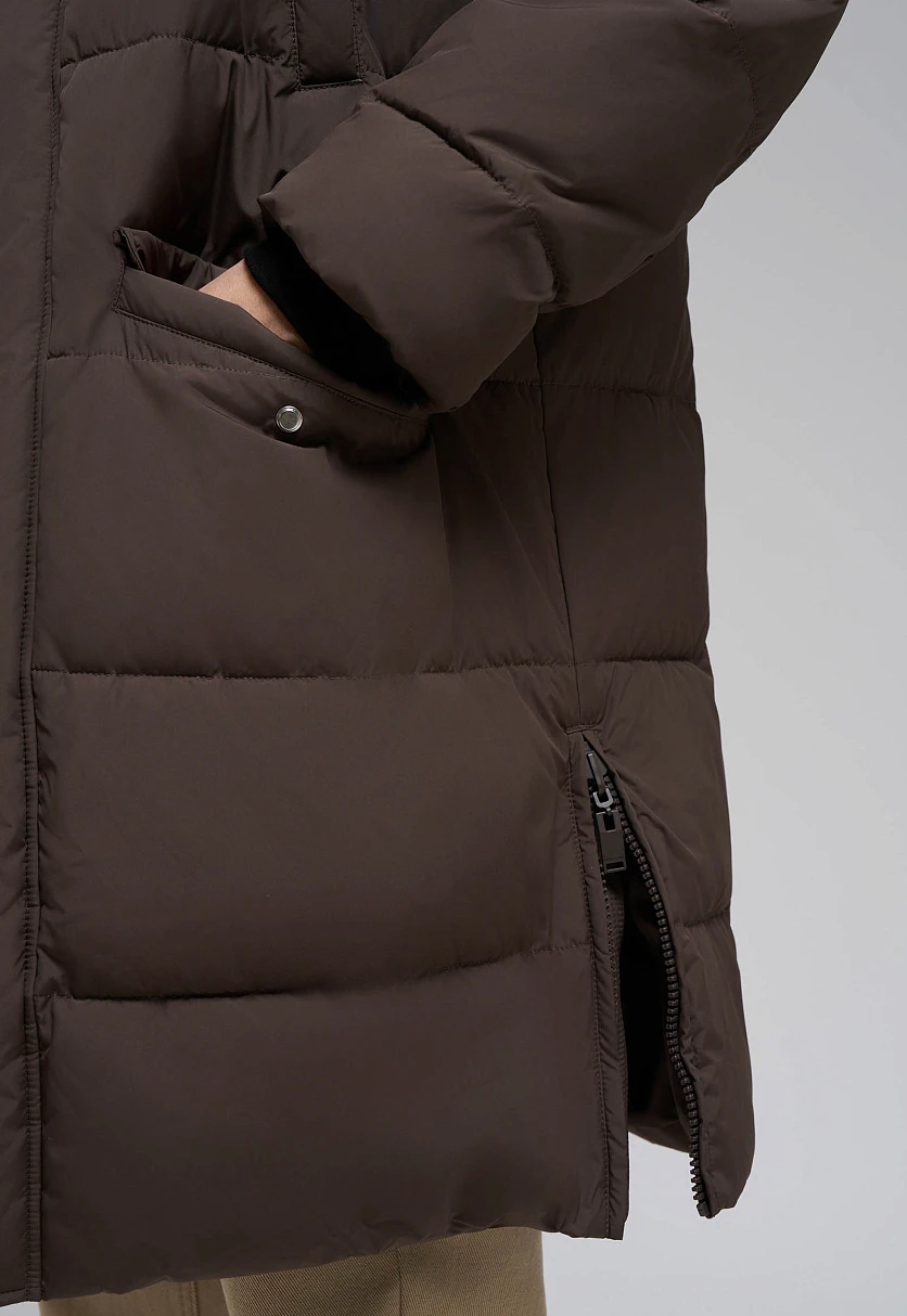 Однобортное пальто с капюшоном, Модель FAE210115, Фото №4