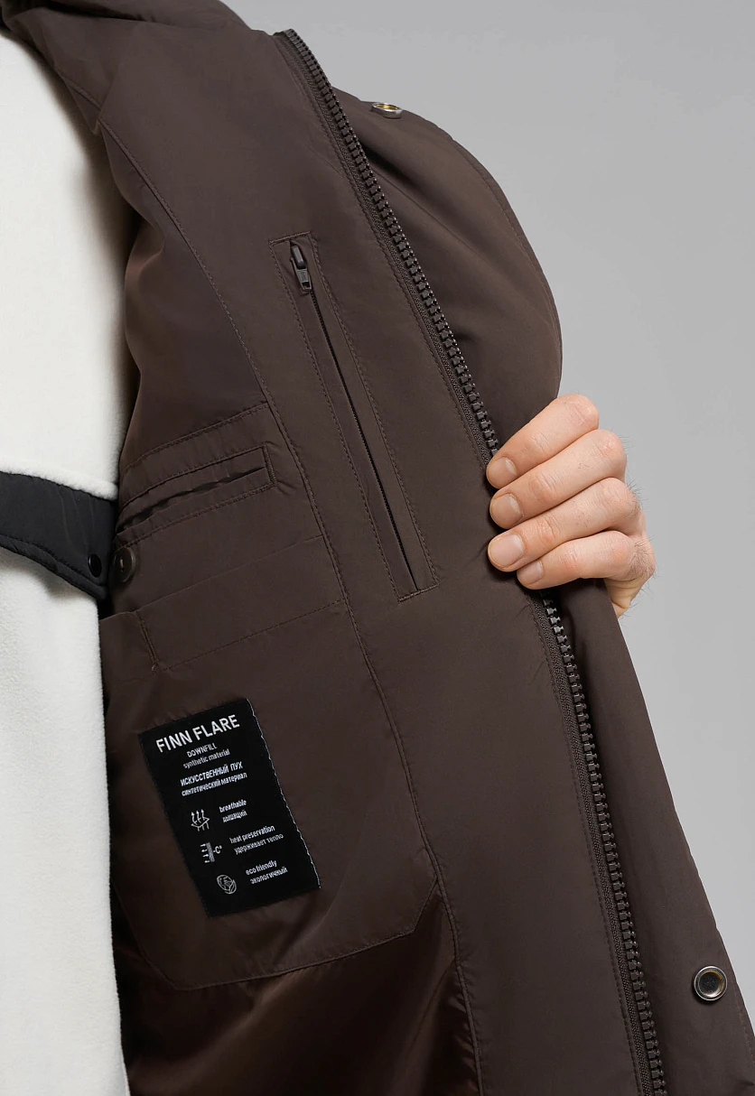 Однобортное пальто с капюшоном, Модель FAE210115, Фото №10