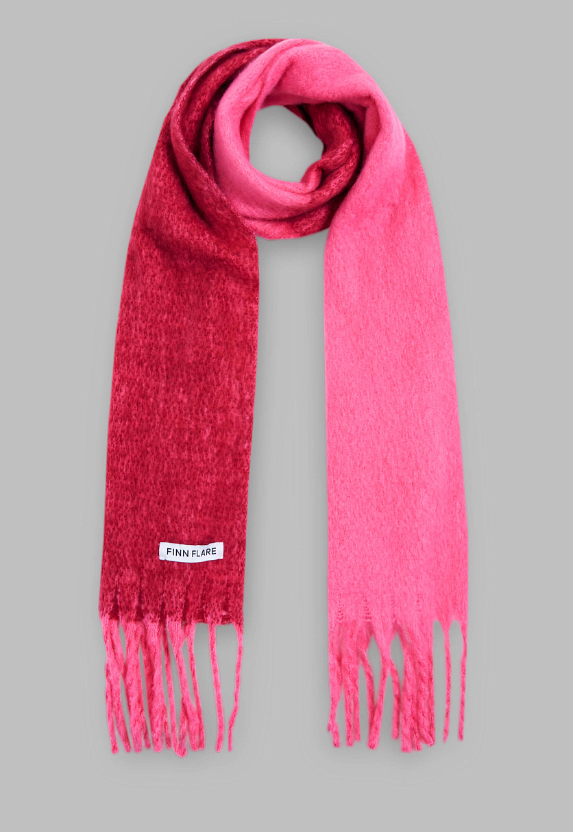 Двухцветный шарф с бахромой