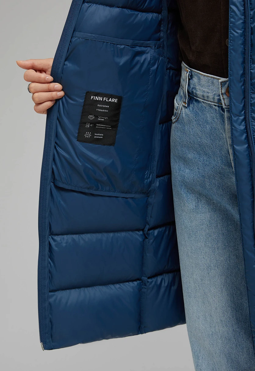 Стеганый пуховик с натуральным пухом, Модель FAF11041, Фото №10