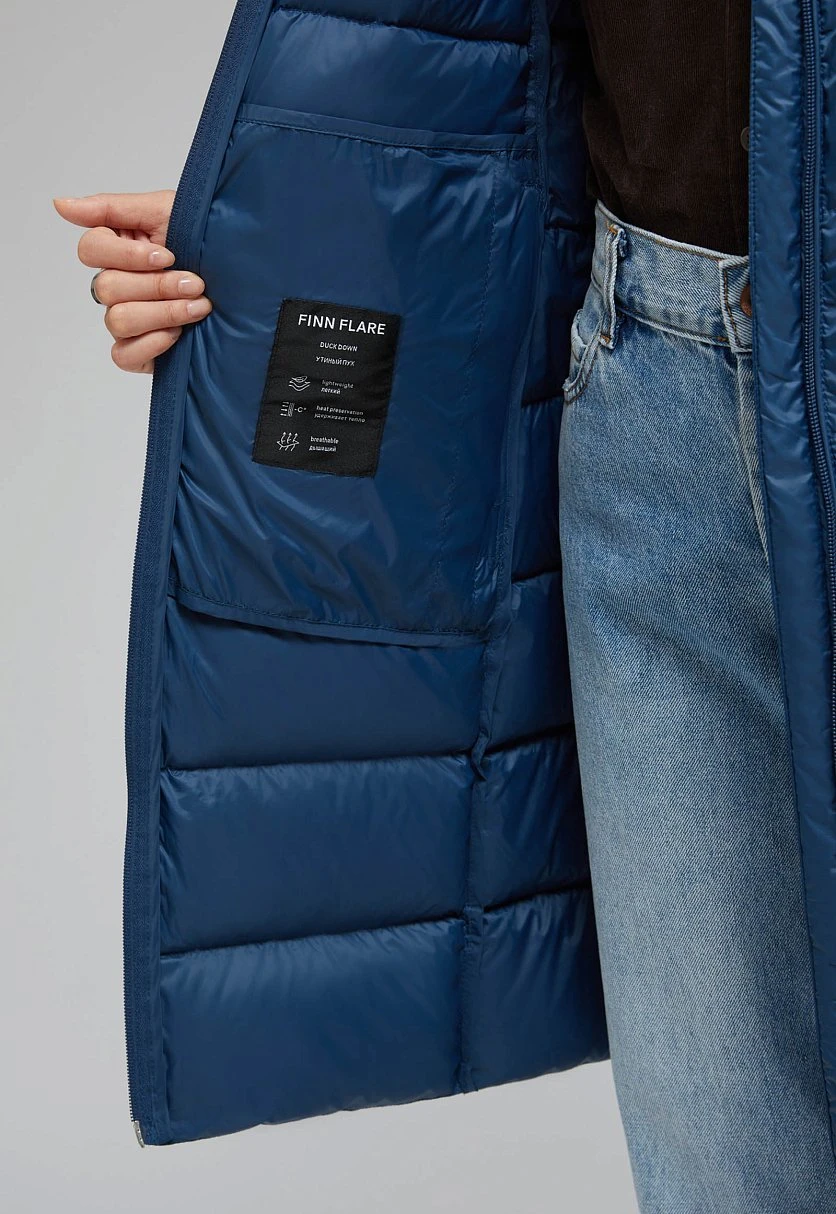 Стеганый пуховик с натуральным пухом, Модель FAF11041, Фото №10