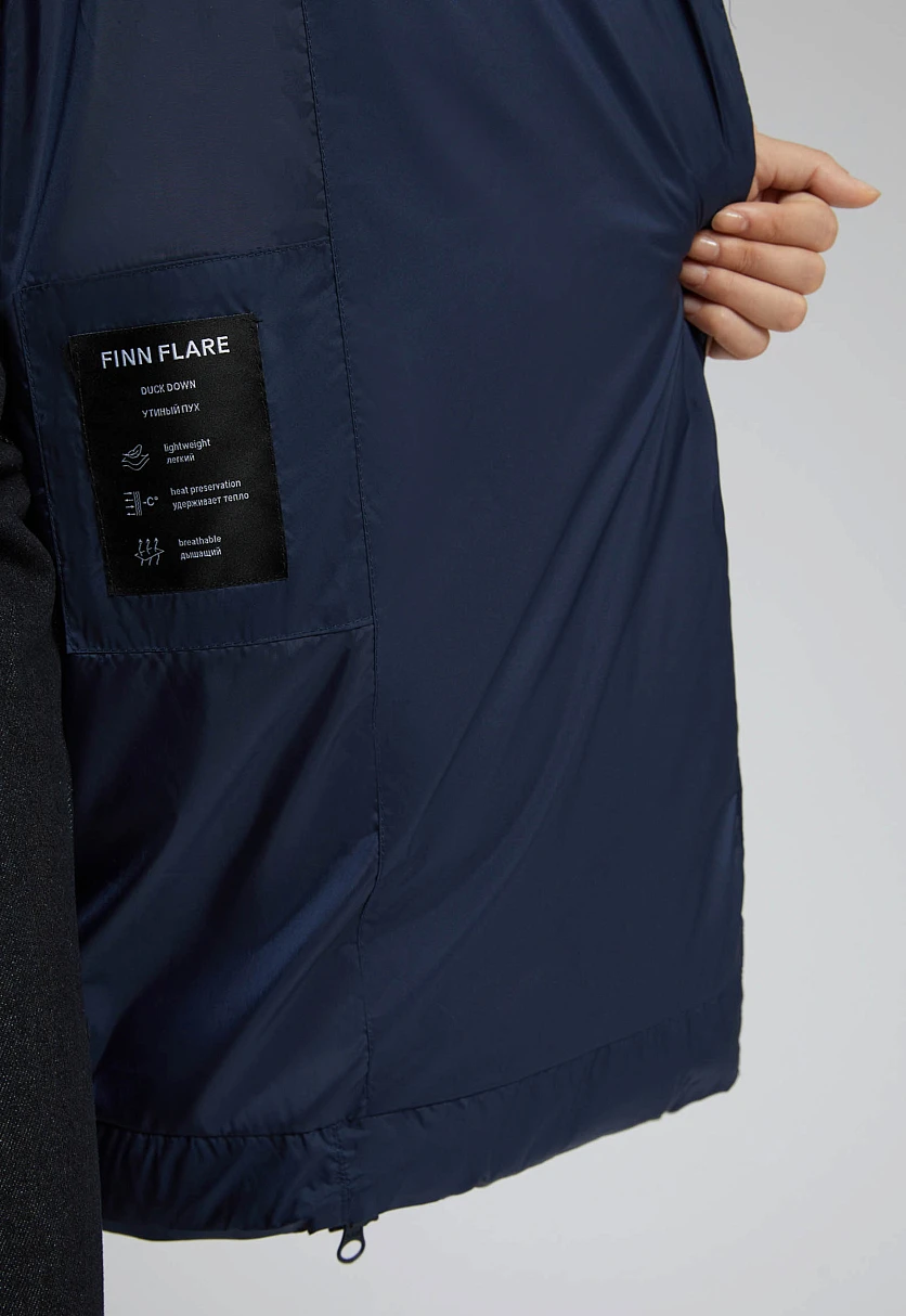 Стеганый пуховик с натуральным пухом, Модель FAF11009, Фото №10