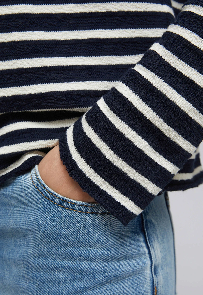 Лонгслив из хлопка в полоску, Модель FAF110129, Фото №5