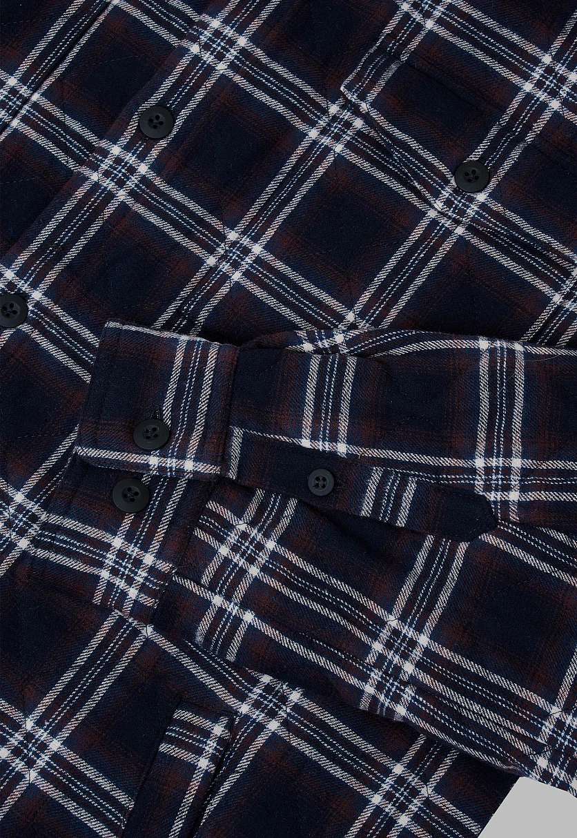 Утепленная куртка-рубашка в клетку, Модель FAF21000, Фото №7