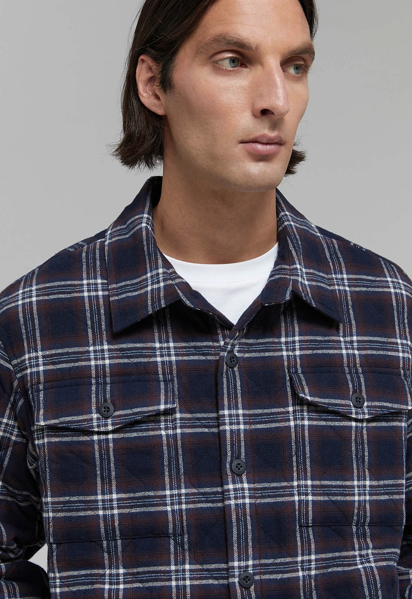 Утепленная куртка-рубашка в клетку, Модель FAF21000, Фото №9