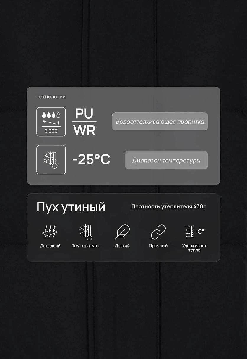 Длинный пуховик с натуральным пухом, Модель FAF11045, Фото №6