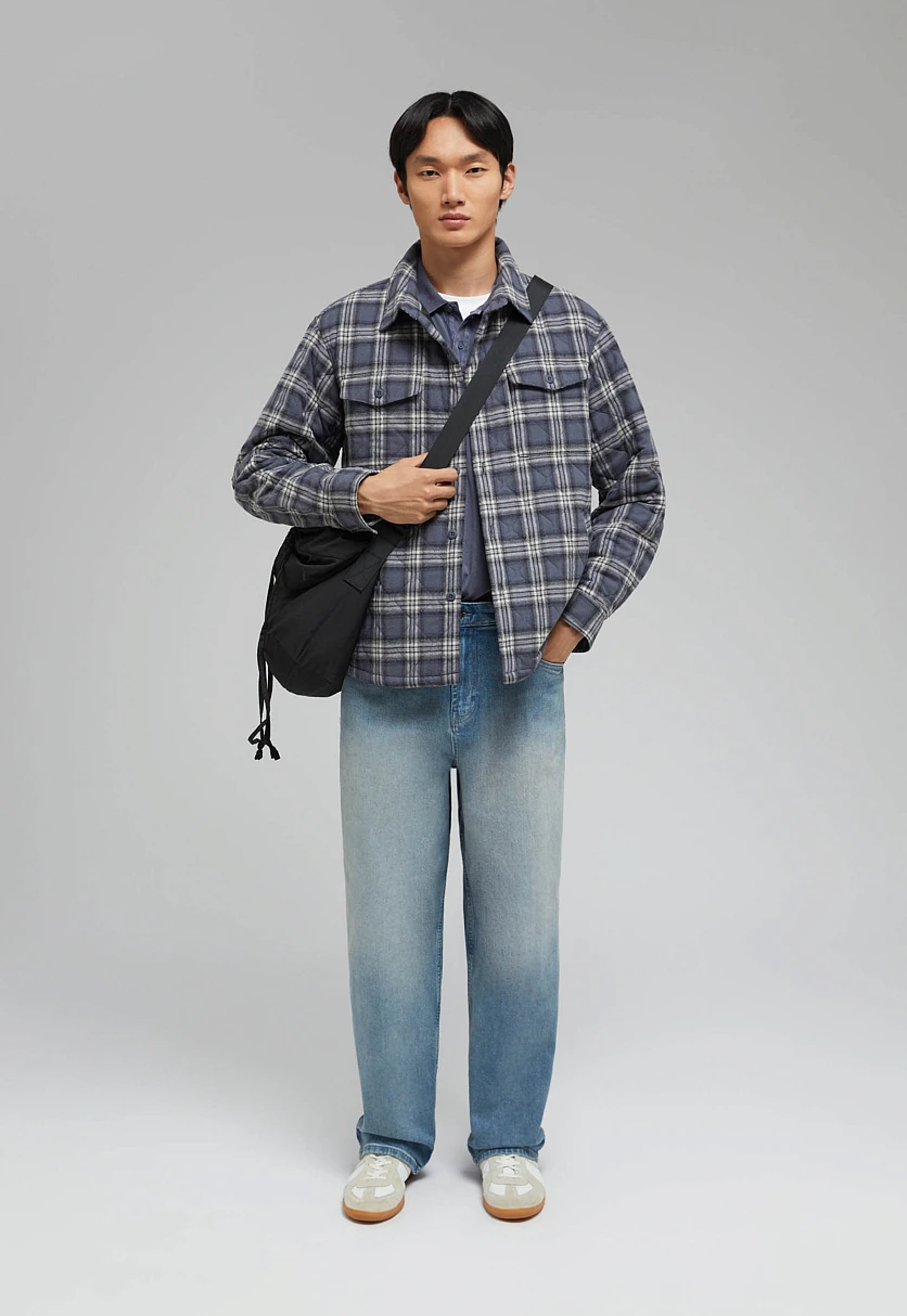 Утепленная куртка-рубашка в клетку, Модель FAF21000, Фото №1