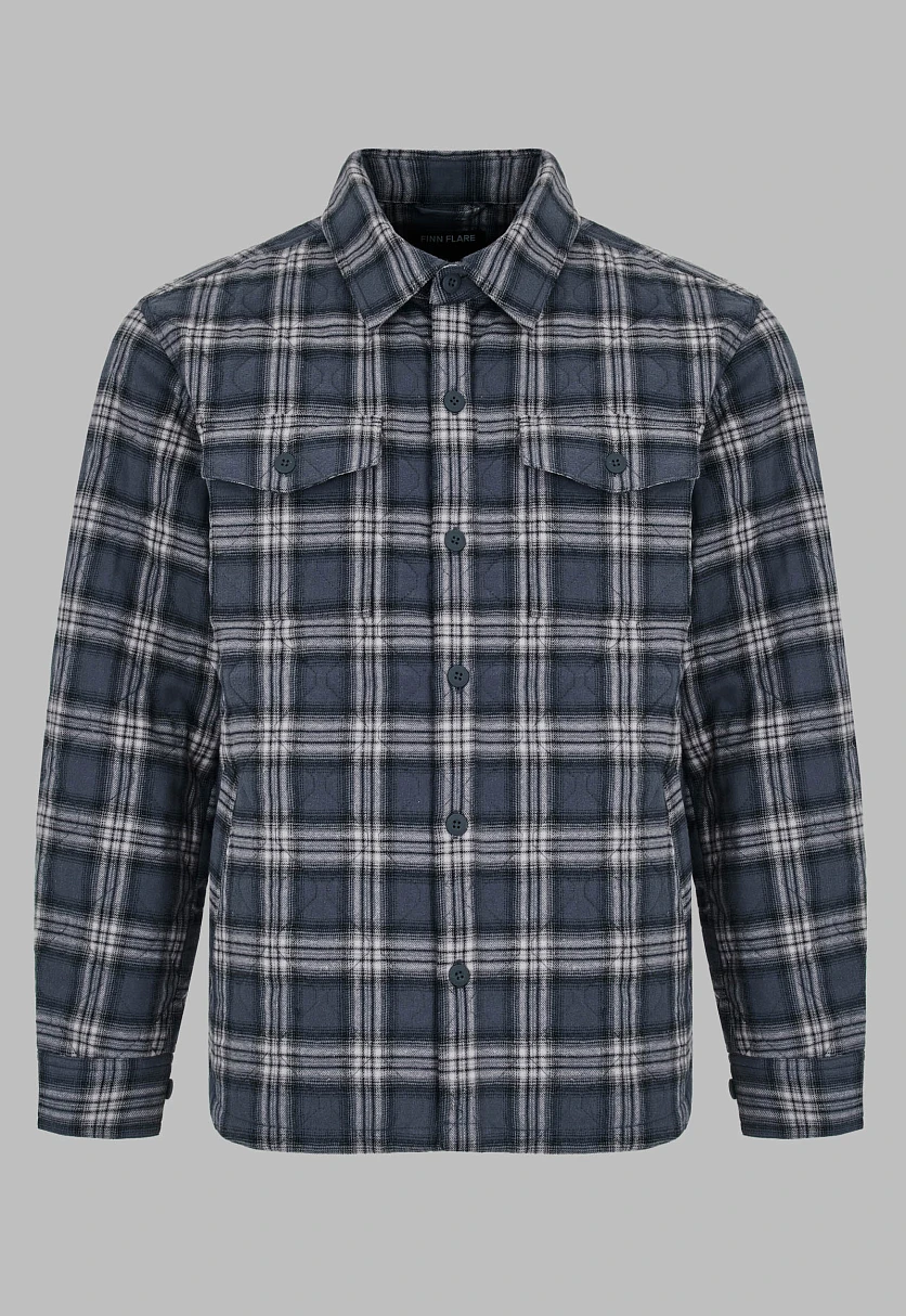Утепленная куртка-рубашка в клетку, Модель FAF21000, Фото №2