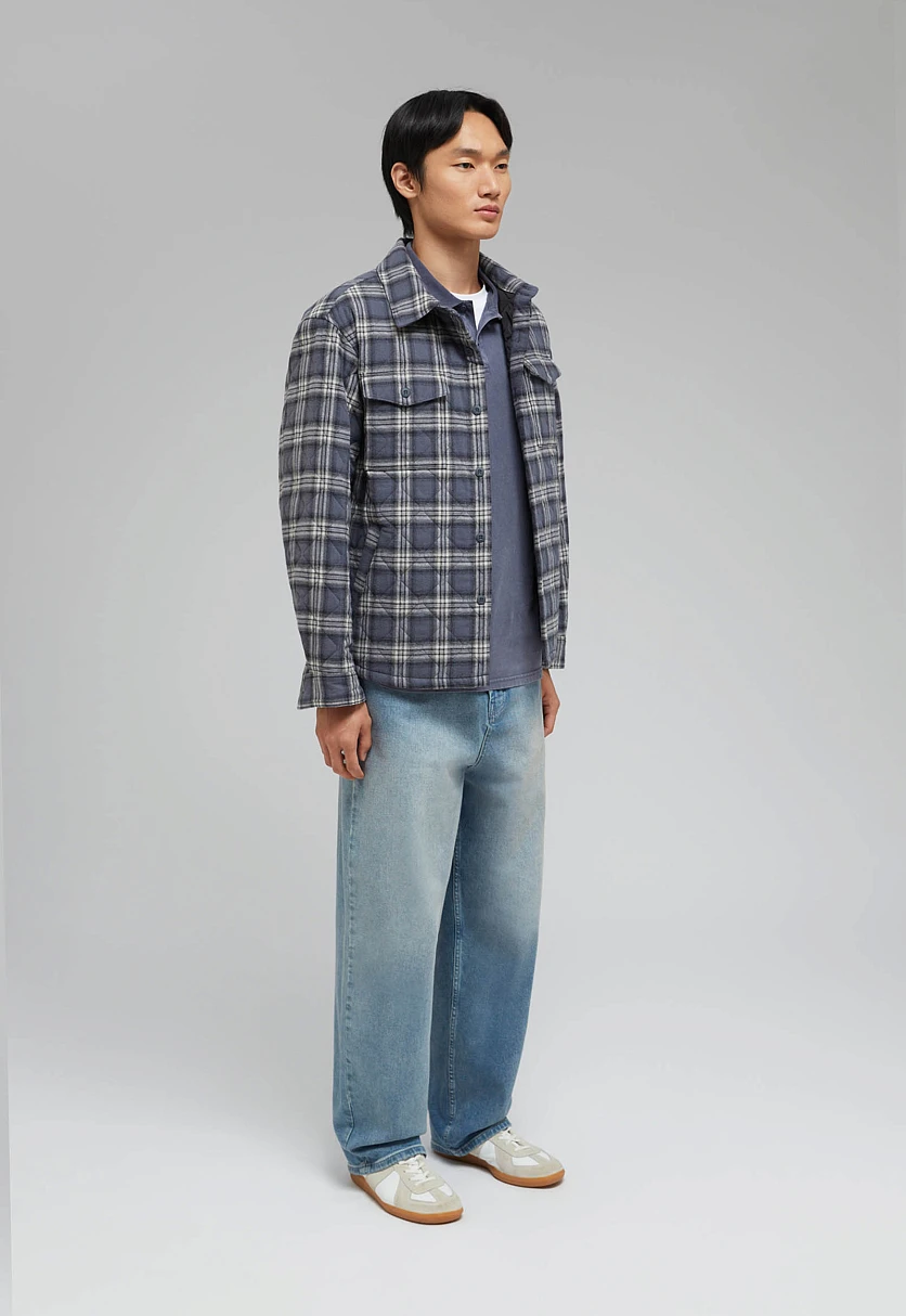 Утепленная куртка-рубашка в клетку, Модель FAF21000, Фото №3