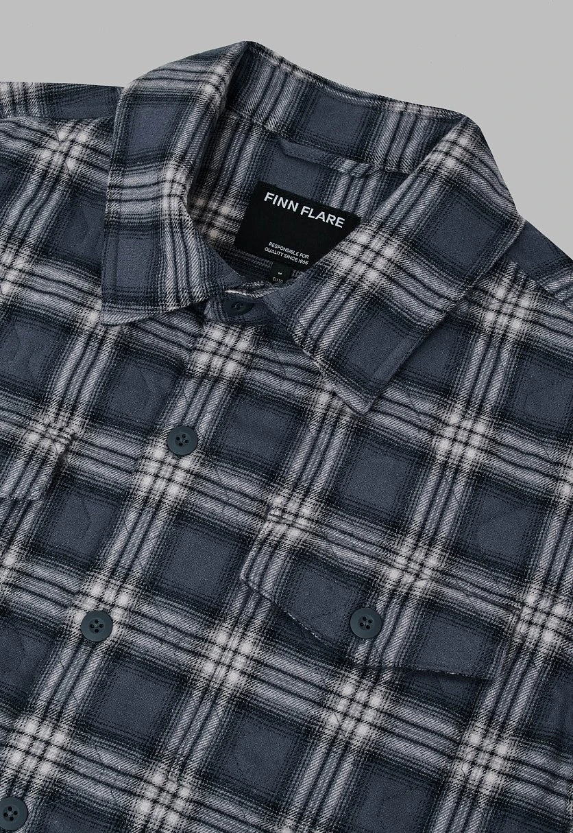 Утепленная куртка-рубашка в клетку, Модель FAF21000, Фото №6