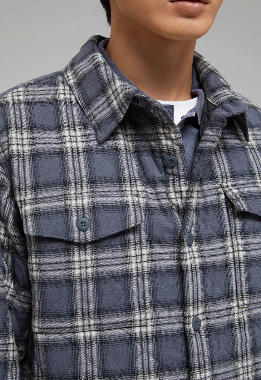 Утепленная куртка-рубашка в клетку, Модель FAF21000, Фото №8