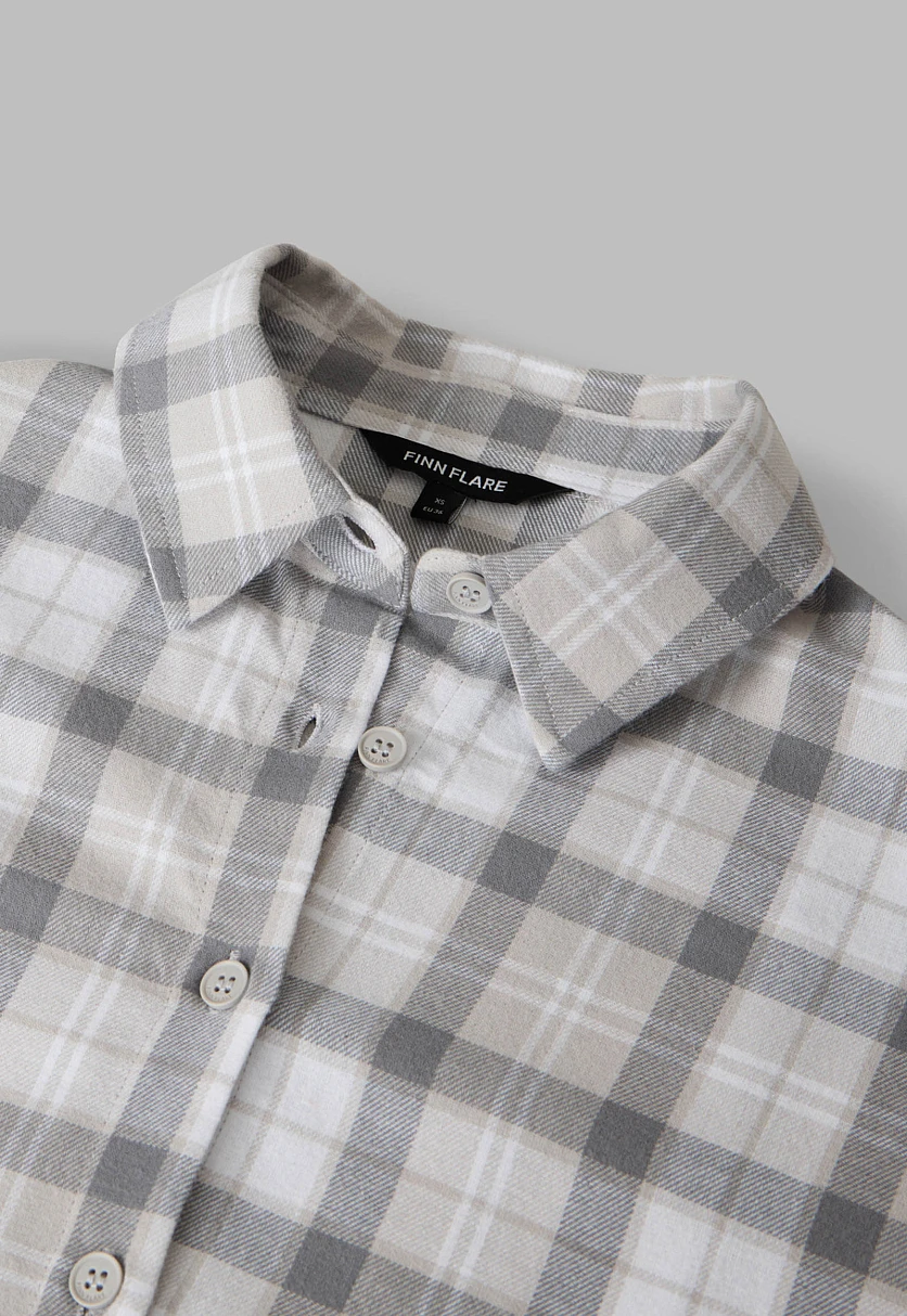 Рубашка оверсайз из хлопковой фланели, Модель FAF110102, Фото №5