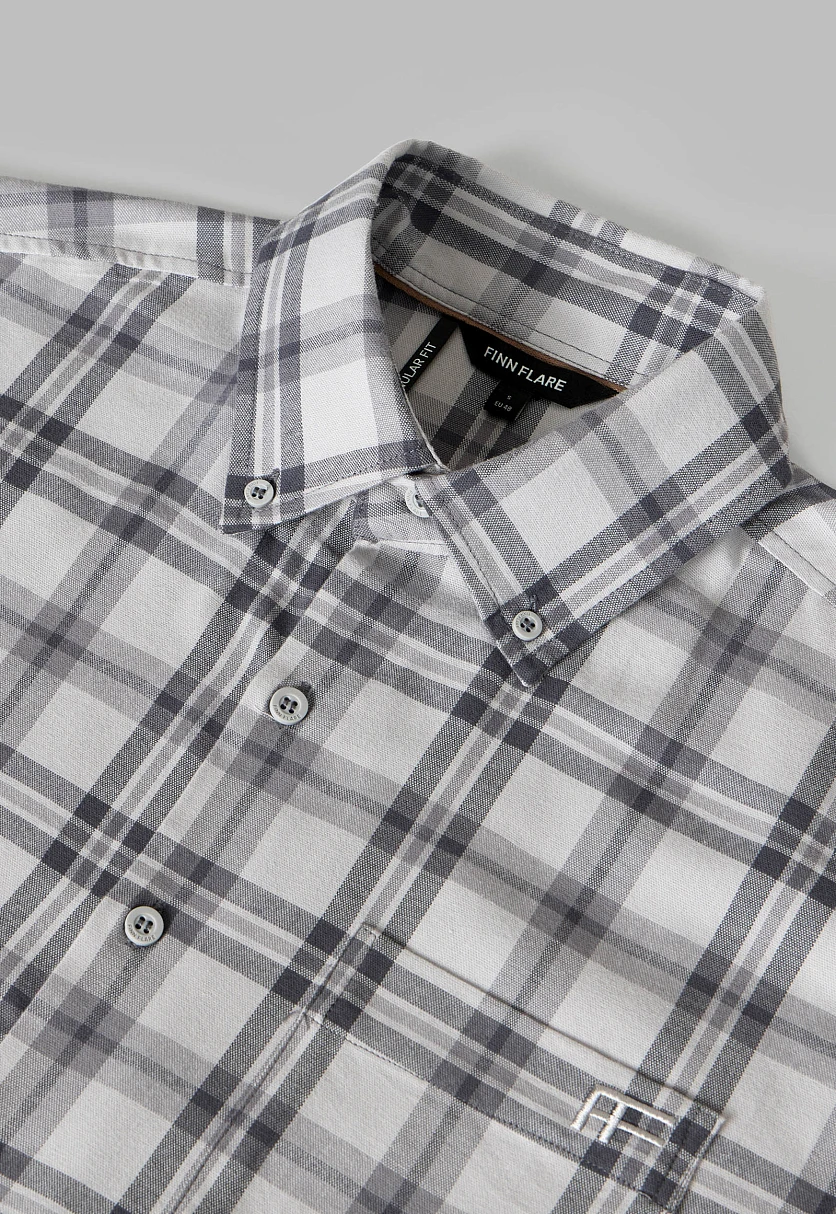 Рубашка из хлопковой фланели в клетку, Модель FAF21041, Фото №6