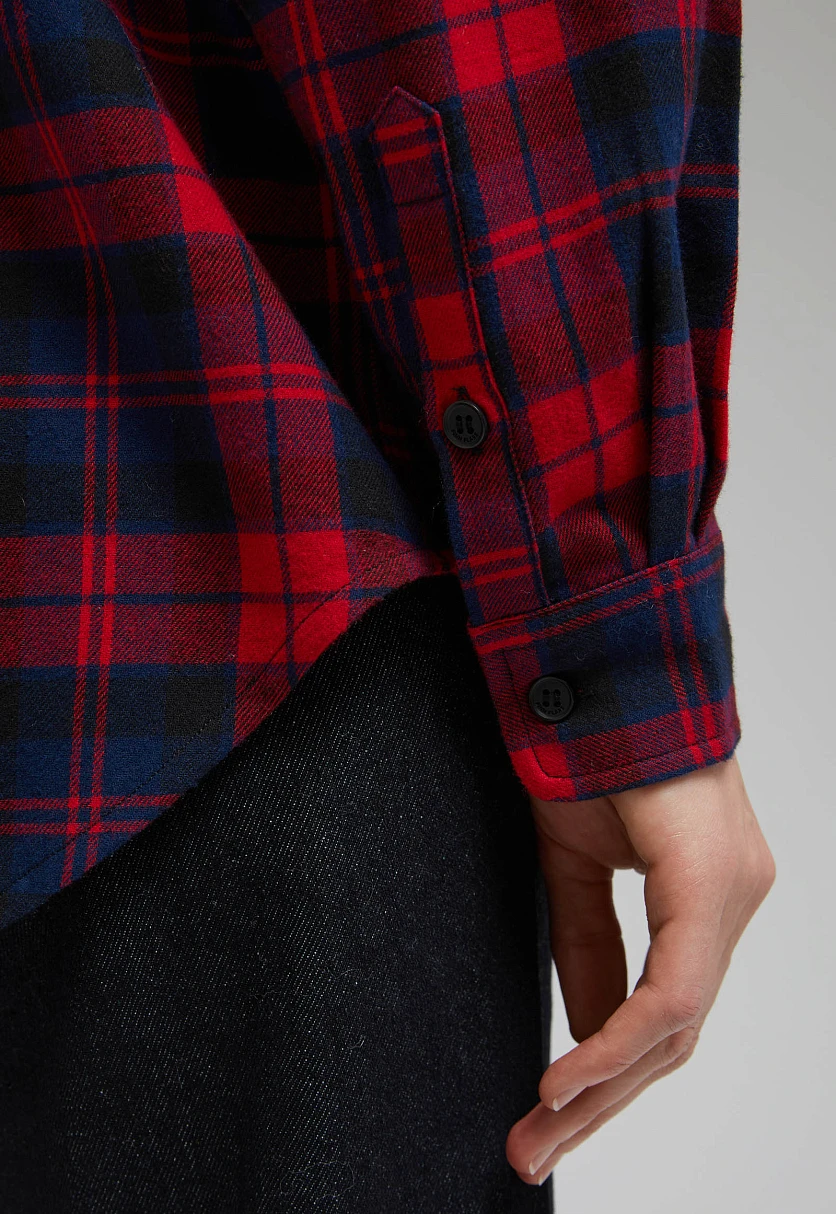 Рубашка оверсайз из хлопковой фланели, Модель FAF110102, Фото №5