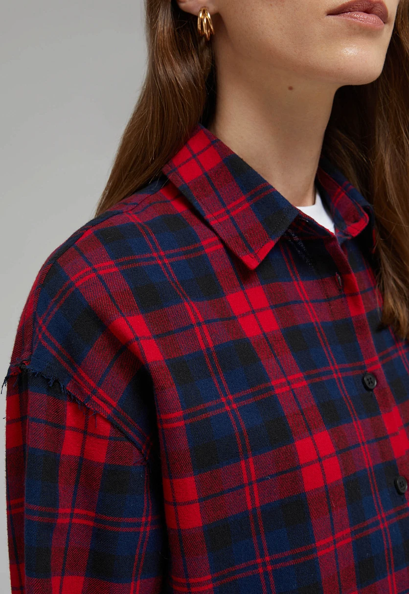 Рубашка оверсайз из хлопковой фланели, Модель FAF110102, Фото №8