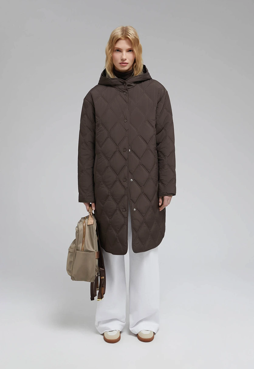 Утепленное пальто с капюшоном, Модель FAF110136, Фото №1