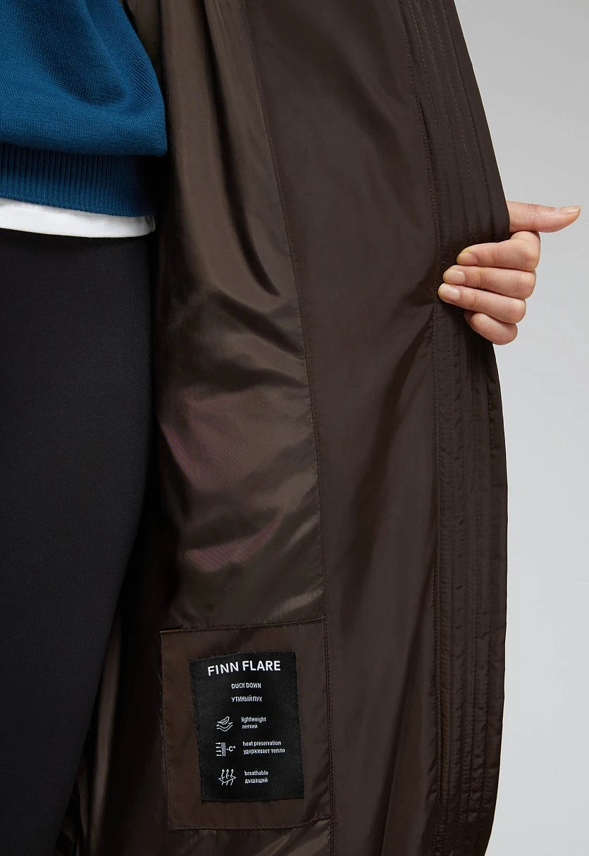 Длинный пуховик с натуральным пухом, Модель FAF11045, Фото №11