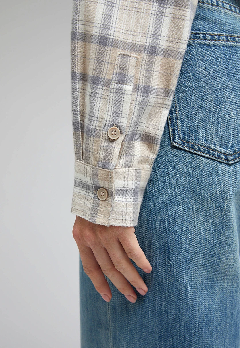 Рубашка из хлопковой фланели в клетку, Модель FAF110103, Фото №6