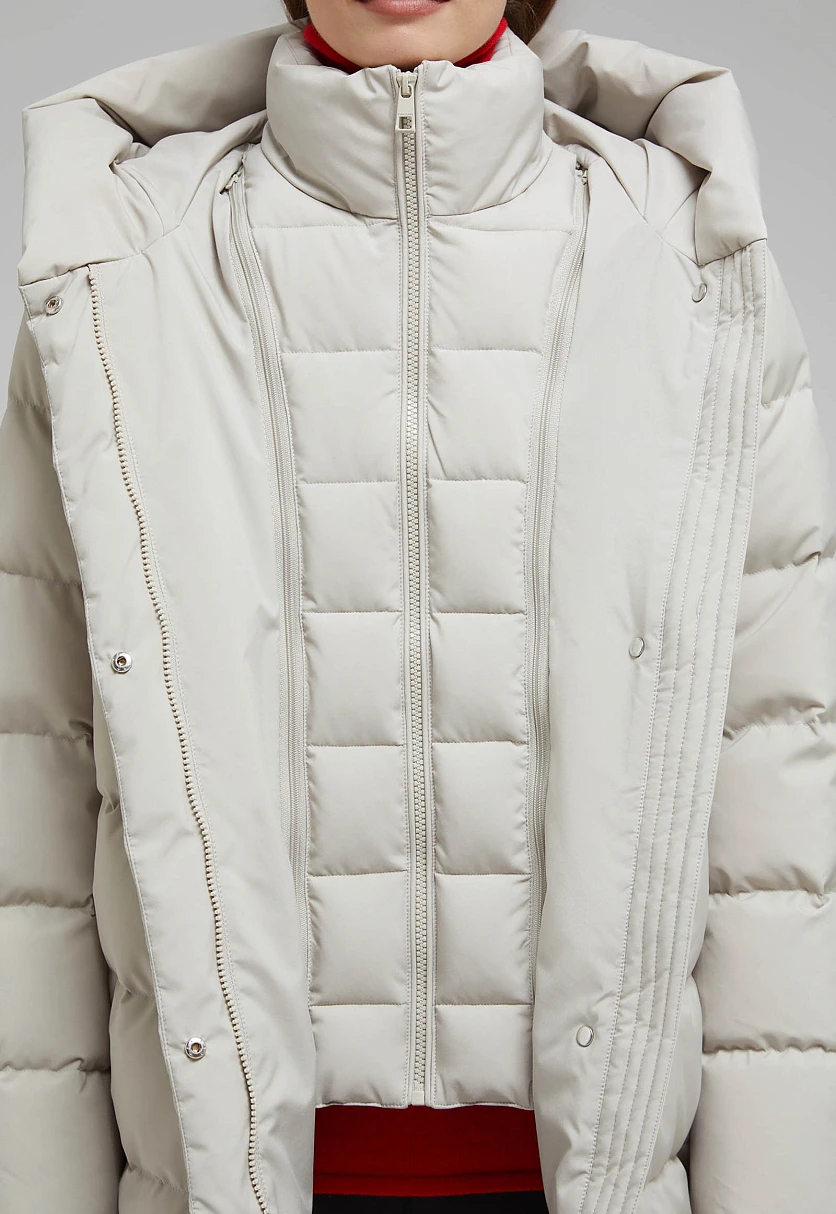 Длинный пуховик с натуральным пухом, Модель FAF11062, Фото №12