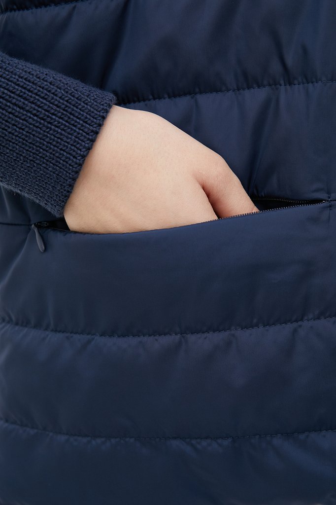 Утепленная куртка с вязаными деталями и капюшоном, Модель FBC13004, Фото №7