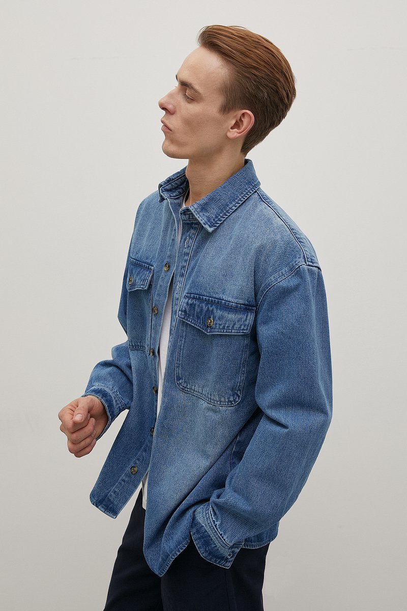 Куртка джинсовая с потертостями, Модель FBC25020, Фото №4