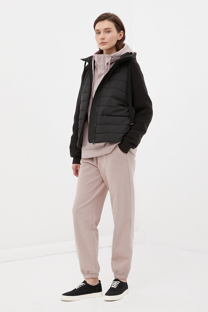 Утепленная куртка с вязаными деталями и капюшоном, Модель FBC13004, Фото №2
