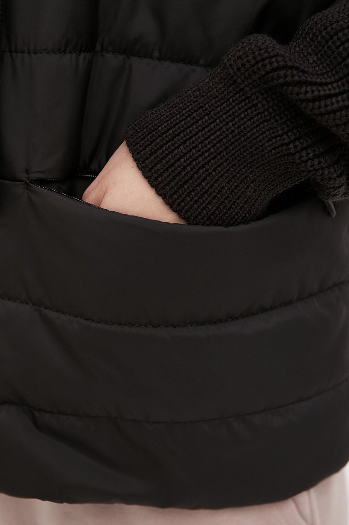 Утепленная куртка с вязаными деталями и капюшоном, Модель FBC13004, Фото №6