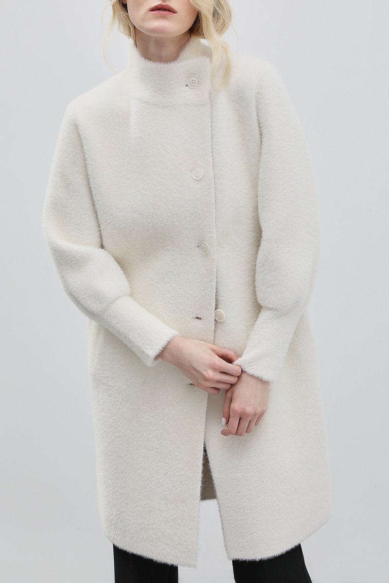 Трикотажное пальто с воротником-стойкой, Модель FBC11145, Фото №3