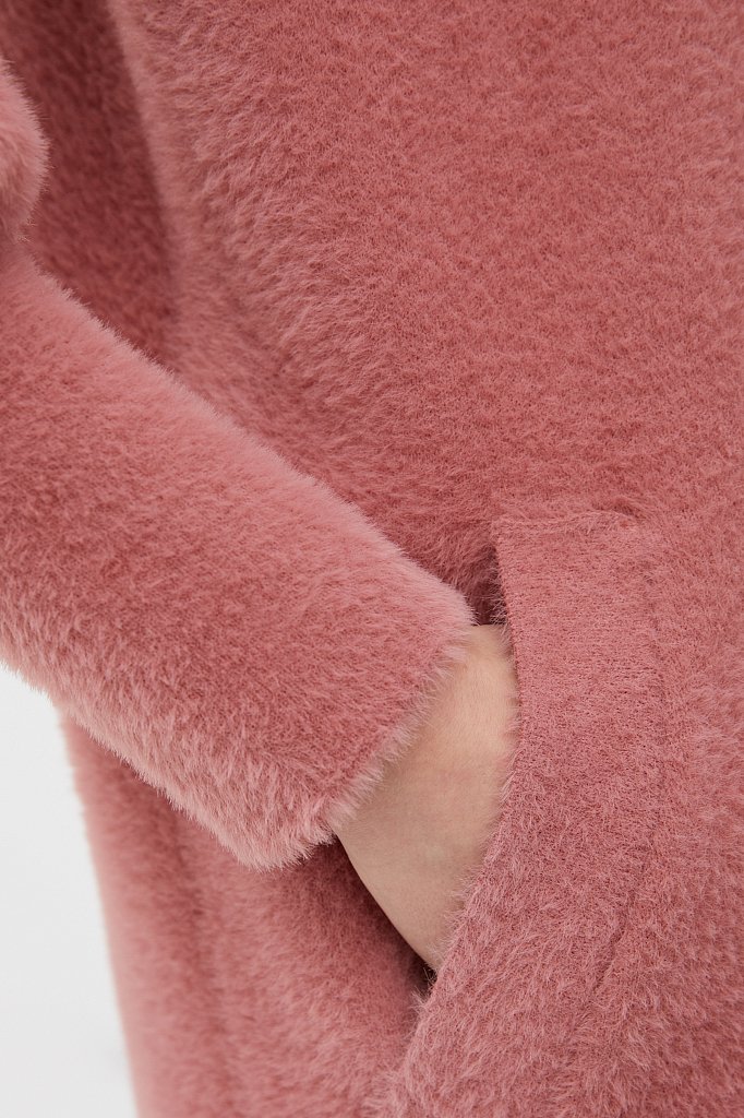 Трикотажное пальто с воротником-стойкой, Модель FBC11145, Фото №6