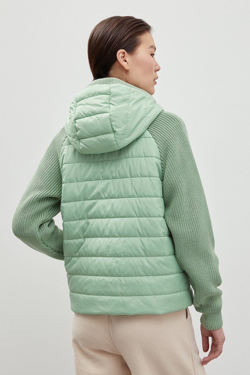 Утепленная куртка с вязаными деталями и капюшоном, Модель FBC13004, Фото №5