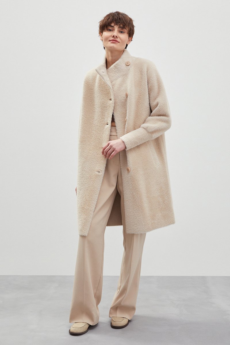 Трикотажное пальто с воротником-стойкой, Модель FBC11145, Фото №2