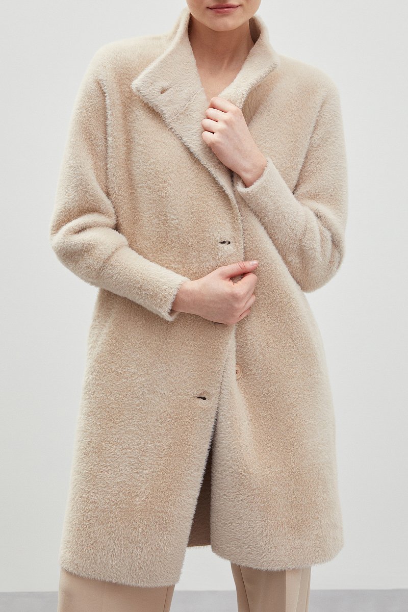 Трикотажное пальто-кардиган с воротником-стойкой, Модель FBC11145, Фото №3
