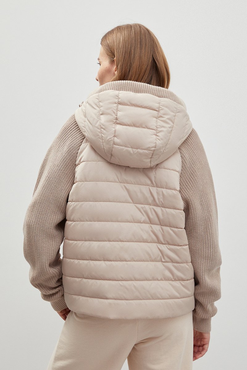 Утепленная куртка с вязаными деталями и капюшоном, Модель FBC13004, Фото №5