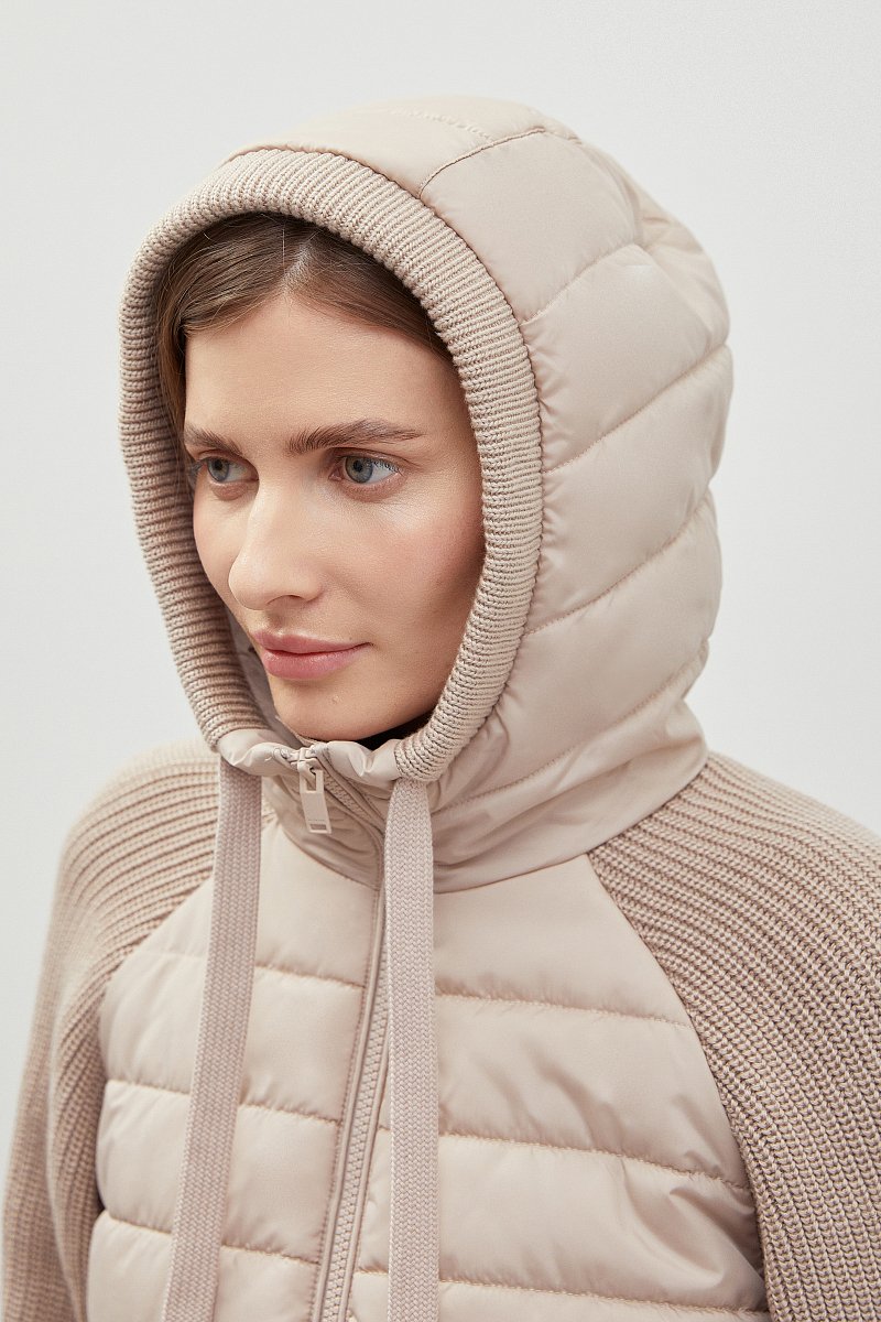 Утепленная куртка с вязаными деталями и капюшоном, Модель FBC13004, Фото №6